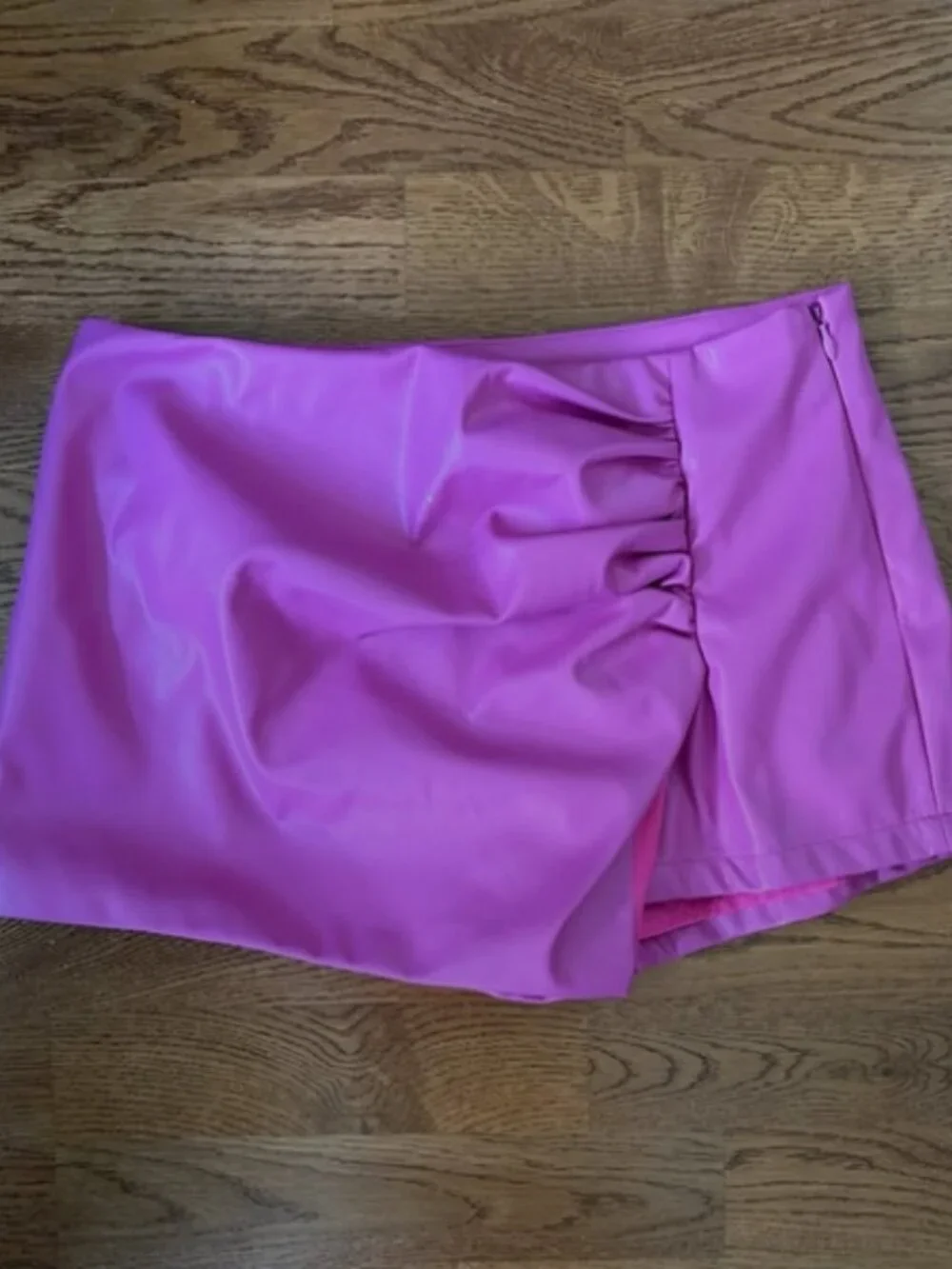 MORE TO COME Kamille Faux Leather Skort S Hot Pink Faux Mini Skirt Shorts Vegan